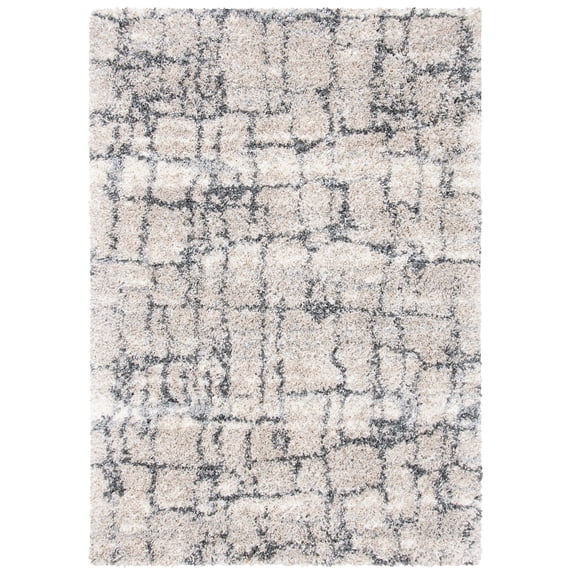 SAFAVIEH Fontana Daphne Block Shag Area Rug, Ivory/Grey, 2'3" x 4'