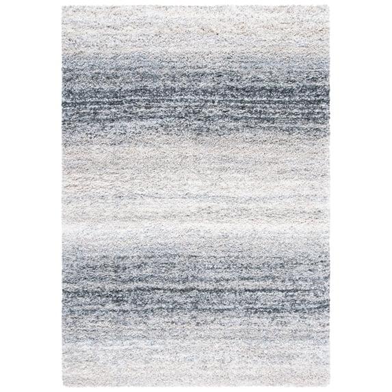 SAFAVIEH Fontana Daquan Striped Shag Area Rug, Ivory/Grey, 4' x 6'
