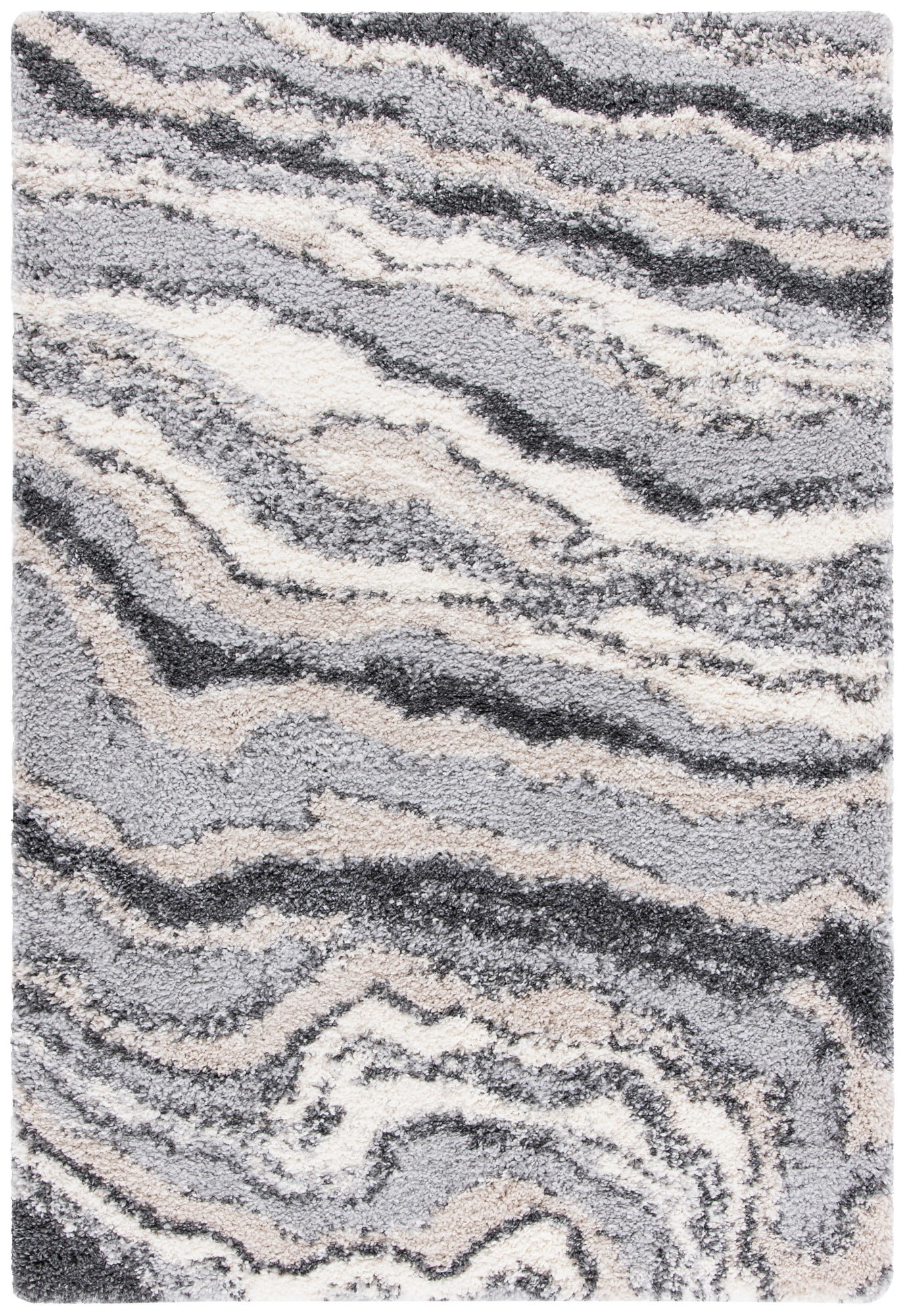 Fontana Gray and Ivory 4' x 6' Shag Area Rug