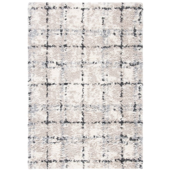 SAFAVIEH Fontana Daria Geometric Shag Area Rug, Grey/Ivory, 3' x 5'