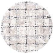 SAFAVIEH Fontana Daria Geometric Shag Area Rug, Grey/Ivory, 6'7" x 6'7" Round