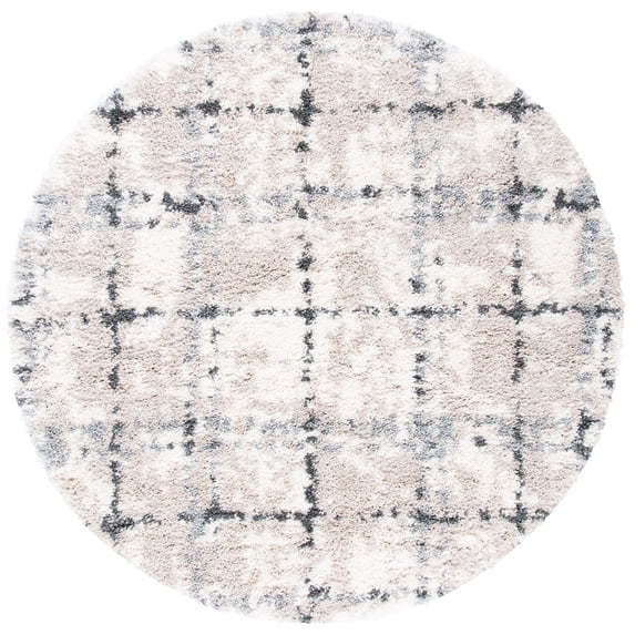 SAFAVIEH Fontana Daria Geometric Shag Area Rug, Grey/Ivory, 8' x 8' Round