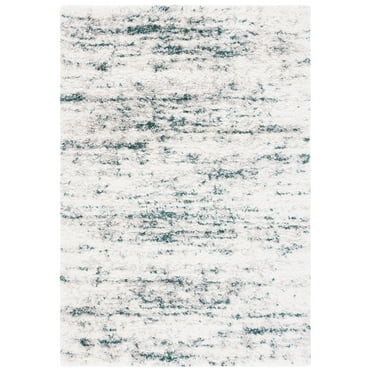 SAFAVIEH Fontana Darian Abstract Shag Area Rug, Ivory/Green, 5'3" x 7'6"