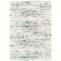 SAFAVIEH Fontana Darian Abstract Shag Area Rug, Ivory/Teal, 5'3" x 7'6"