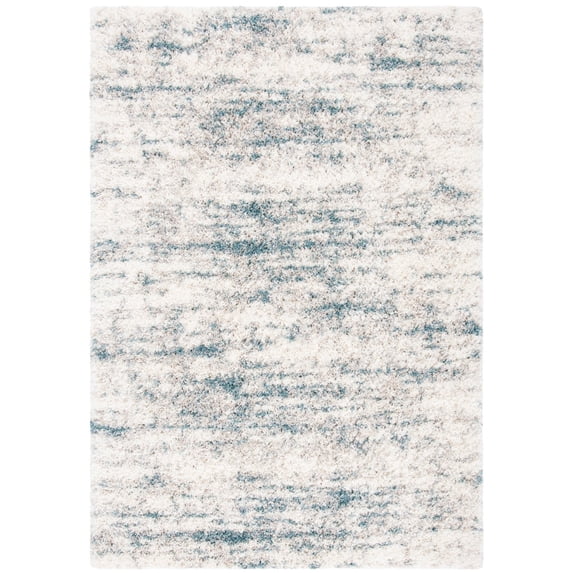 SAFAVIEH Fontana Darian Abstract Shag Area Rug, Ivory/Teal, 8' x 10'