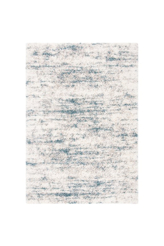 Fontana Darian Abstract Shag Area Rug, Ivory/Teal, 9' x 12'