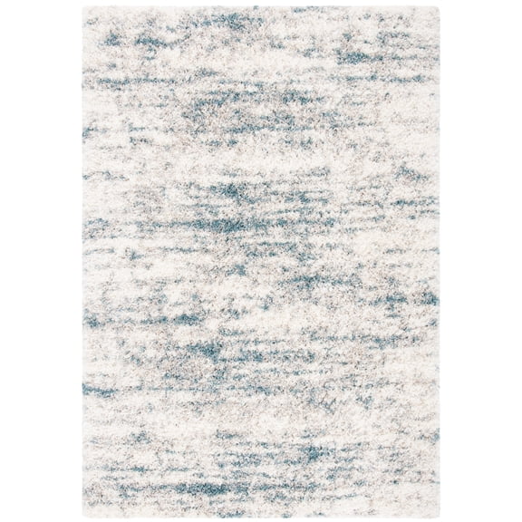 SAFAVIEH Fontana Darian Abstract Shag Area Rug, Ivory/Teal, 9' x 12'