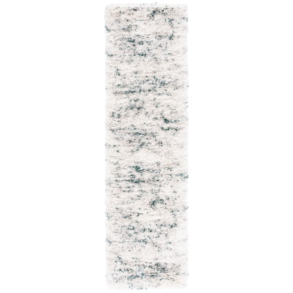SAFAVIEH Fontana Darian Abstract Shag Runner Rug, Ivory/Green, 2'3" x 8'