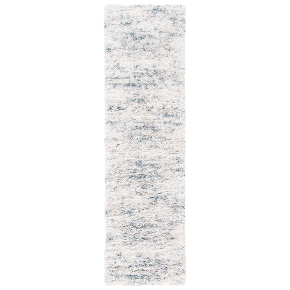 SAFAVIEH Fontana Darian Abstract Shag Runner Rug, Ivory/Teal, 2'3" x 12'
