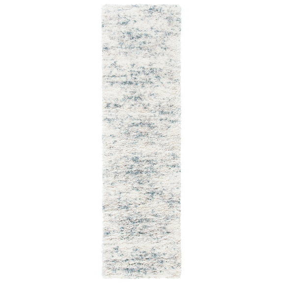 SAFAVIEH Fontana Darian Abstract Shag Runner Rug, Ivory/Teal, 2'3" x 14'