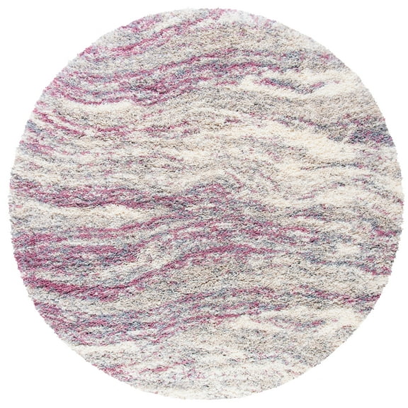 SAFAVIEH Fontana Darien Abstract Shag Area Rug, Pink/Grey, 3' x 3' Round