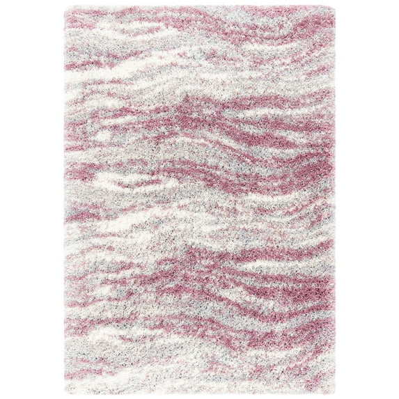SAFAVIEH Fontana Darien Abstract Shag Area Rug, Pink/Grey, 4' x 6'