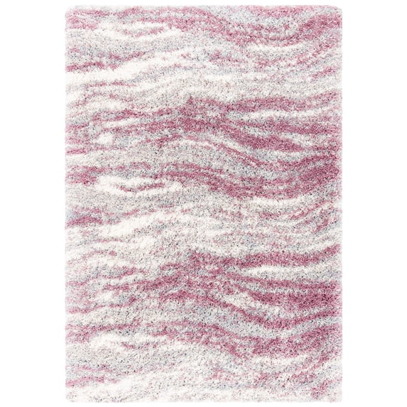 SAFAVIEH Fontana Darien Abstract Shag Area Rug, Pink/Grey, 6'7" x 9'