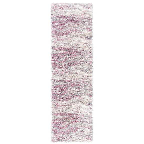 SAFAVIEH Fontana Darien Abstract Shag Runner Rug, Pink/Grey, 2'3" x 8'