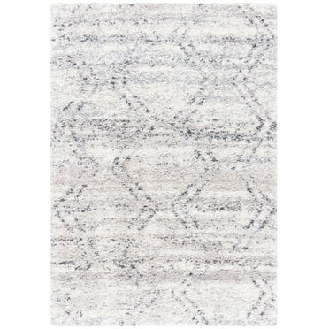 SAFAVIEH Fontana Darin Geometric Shag Area Rug, Ivory/Grey, 5'3" x 7'6"
