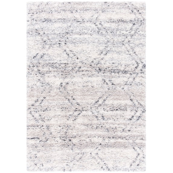 SAFAVIEH Fontana Darin Geometric Shag Area Rug, Ivory/Grey, 5'3" x 7'6"