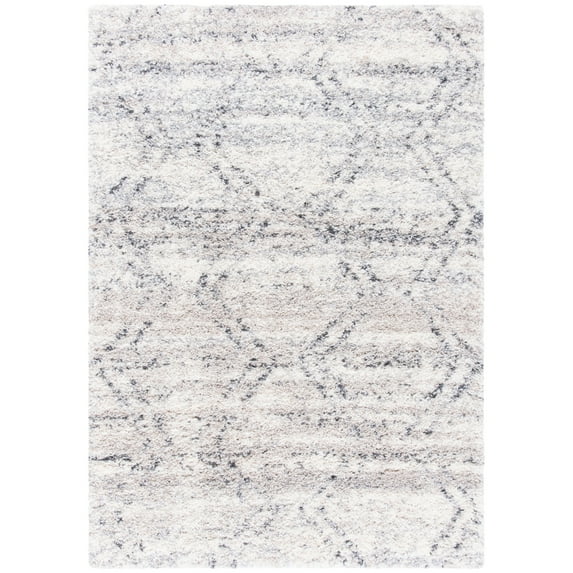 SAFAVIEH Fontana Darin Geometric Shag Area Rug, Ivory/Grey, 9' x 12'