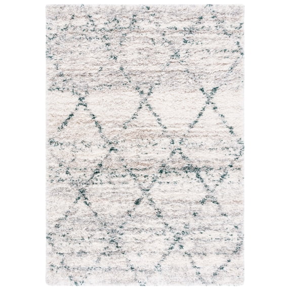 SAFAVIEH Fontana Darina Diamond Shag Area Rug, Green/Ivory, 10' x 14'