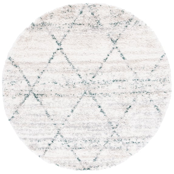 SAFAVIEH Fontana Darina Diamond Shag Area Rug, Green/Ivory, 6'7" x 6'7" Round