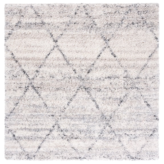 SAFAVIEH Fontana Darina Diamond Shag Area Rug, Grey/Ivory, 11' x 11' Square