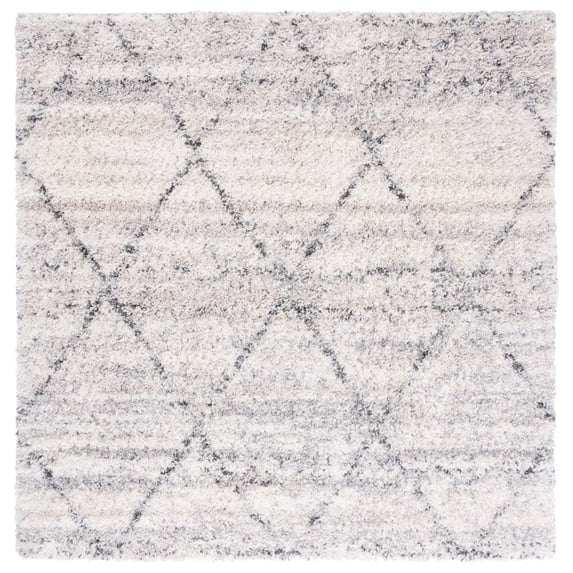 SAFAVIEH Fontana Darina Diamond Shag Area Rug, Grey/Ivory, 3' x 3' Square