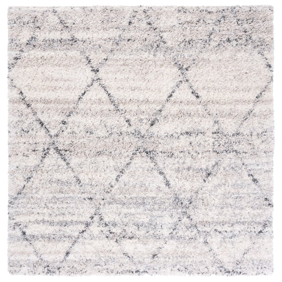 SAFAVIEH Fontana Darina Diamond Shag Area Rug, Grey/Ivory, 5'3" x 5'3" Square