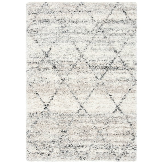SAFAVIEH Fontana Darina Diamond Shag Area Rug, Grey/Ivory, 5'3" x 7'6"