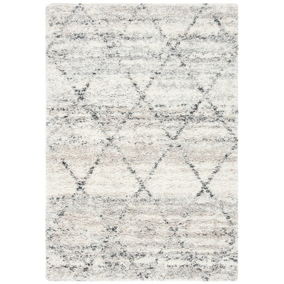 SAFAVIEH Fontana Darina Diamond Shag Area Rug, Grey/Ivory, 6'7" x 9'