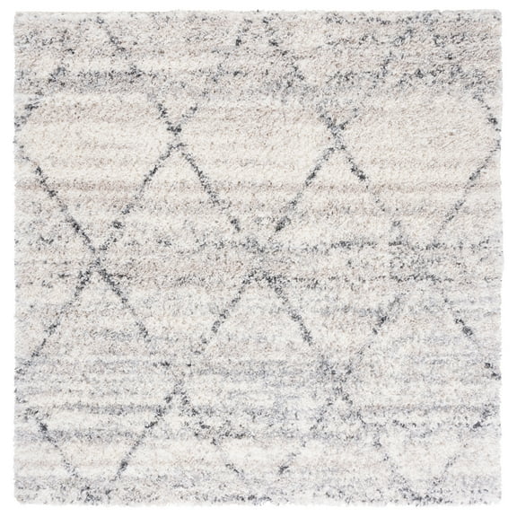 SAFAVIEH Fontana Darina Diamond Shag Area Rug, Grey/Ivory, 8' x 8' Square