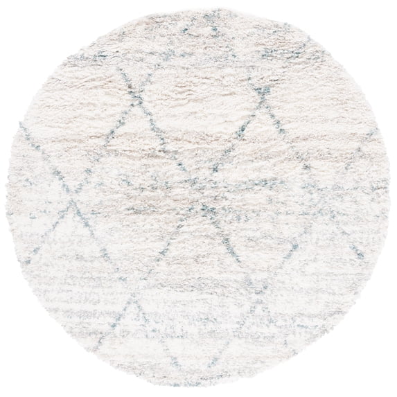 SAFAVIEH Fontana Darina Diamond Shag Area Rug, Turquoise/Ivory, 6'7" x 6'7" Round