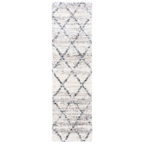 SAFAVIEH Fontana Darina Diamond Shag Runner Rug, Grey/Ivory, 2'3" x 8'
