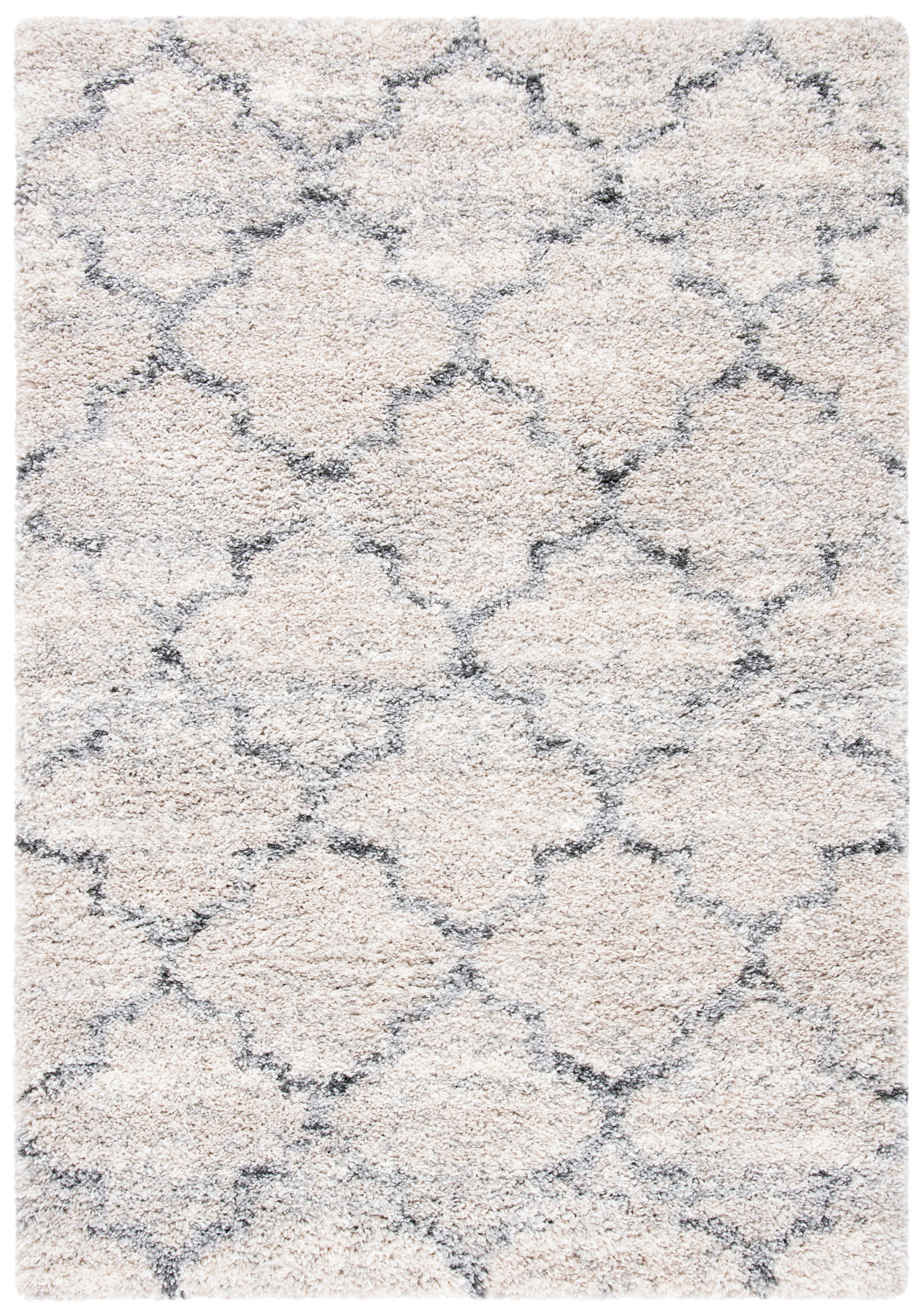 Fontana Gray and Ivory Hand-Knotted Shag Area Rug