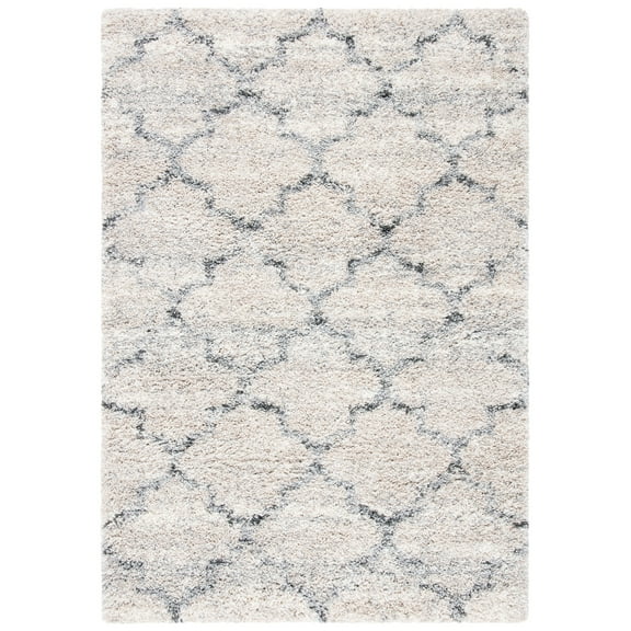 SAFAVIEH Fontana Darion Damask Shag Area Rug, Grey/Ivory, 6'7" x 9'