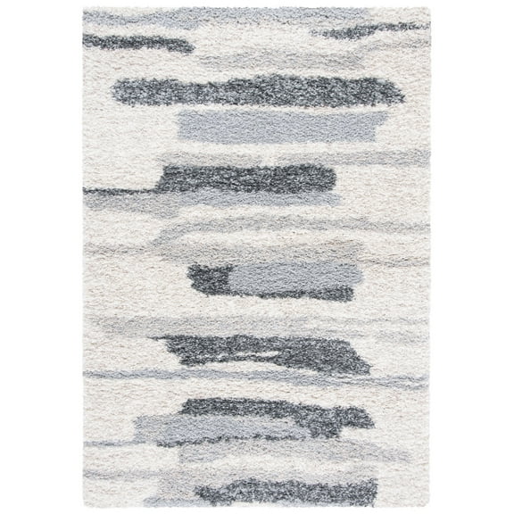 SAFAVIEH Fontana Darius Abstract Shag Area Rug, Grey/Ivory, 4' x 6'