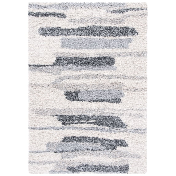 SAFAVIEH Fontana Darius Abstract Shag Area Rug, Grey/Ivory, 5'3" x 7'6"
