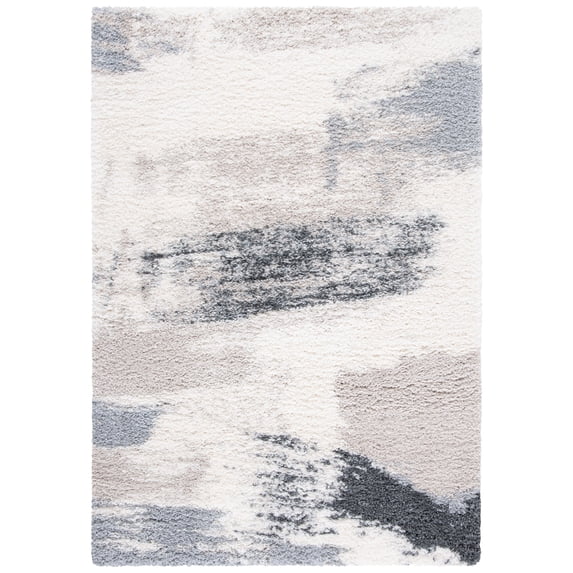 SAFAVIEH Fontana Darrell Abstract Shag Area Rug, Ivory/Grey, 2'3" x 4'