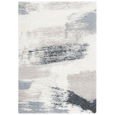 SAFAVIEH Fontana Darrell Abstract Shag Area Rug, Ivory/Grey, 4' x 6'