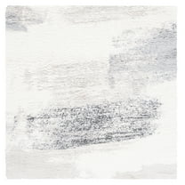 SAFAVIEH Fontana Darrell Abstract Shag Area Rug, Ivory/Grey, 6'7" x 6'7" Square