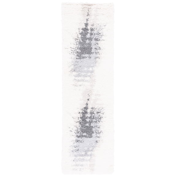 SAFAVIEH Fontana Darrin Abstract Shag Runner Rug, Grey/Ivory, 2'3" x 8'