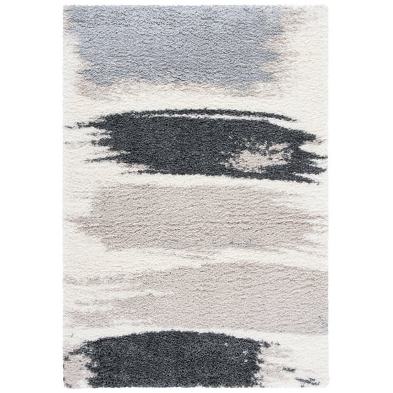 SAFAVIEH Fontana Dashiell Abstract Shag Area Rug, Grey/Ivory, 2'3" x 4'