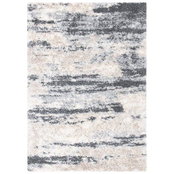 SAFAVIEH Fontana Data Abstract Shag Area Rug, Grey/Ivory, 10' x 14'