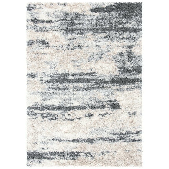 SAFAVIEH Fontana Data Abstract Shag Area Rug, Grey/Ivory, 3' x 5'