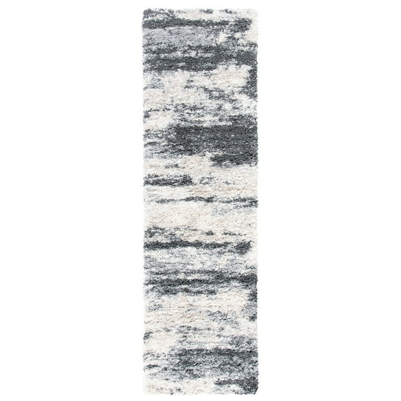 SAFAVIEH Fontana Data Abstract Shag Runner Rug, Grey/Ivory, 2'3" x 10'