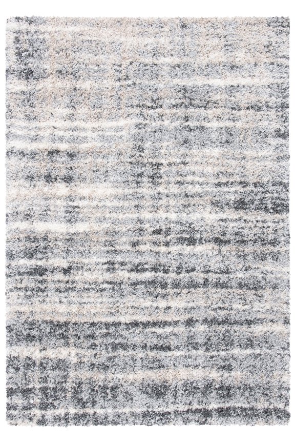 Fontana Deacon Abstract Shag Area Rug, Grey/Ivory, 2'3" x 4'