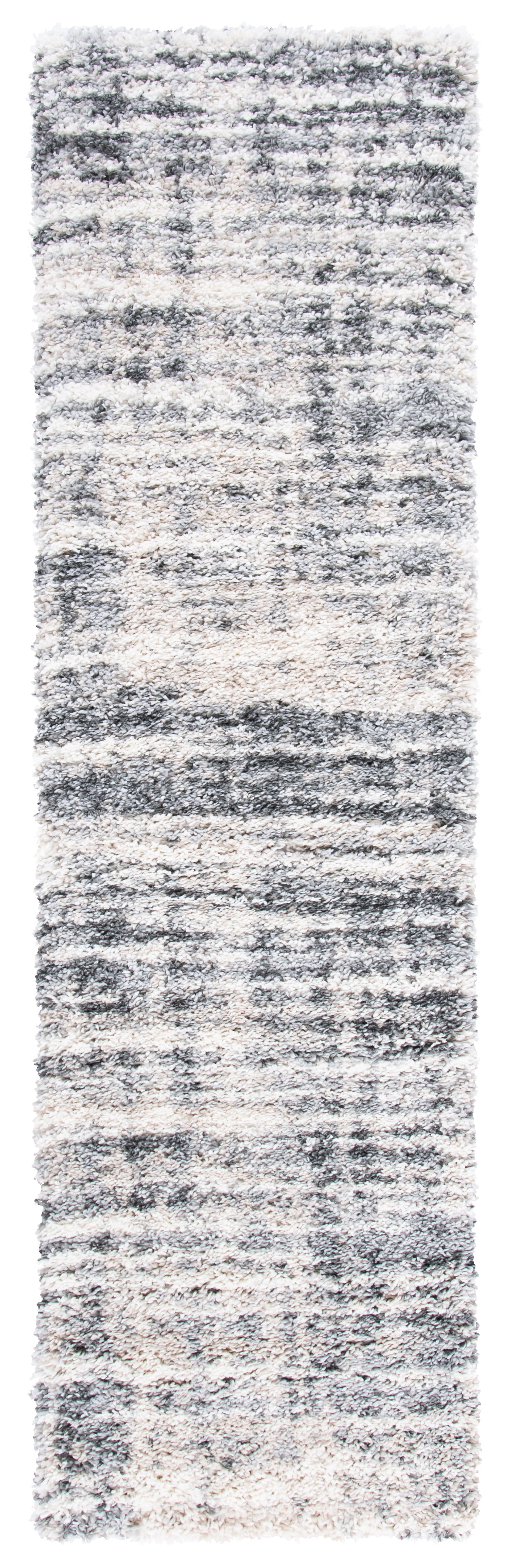 SAFAVIEH Fontana Shag Runner Rug - 2'3"x6', Grey & Ivory Trellis, 2" Thick For High Traffic