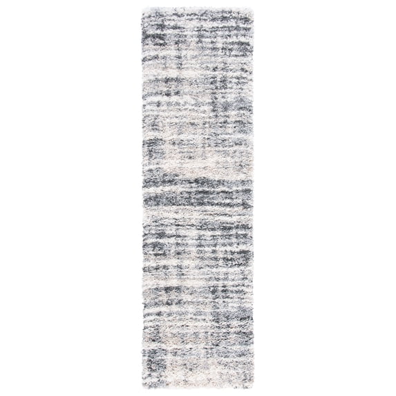 SAFAVIEH Fontana Deacon Abstract Shag Runner Rug, Grey/Ivory, 2'3" x 8'