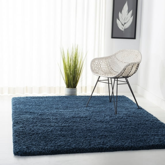 SAFAVIEH Fontana Jamie Solid Plush Shag Area Rug, Blue, 9' x 12'