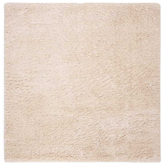 SAFAVIEH Fontana Jamie Solid Plush Shag Area Rug, Cream, 4' x 4' Square