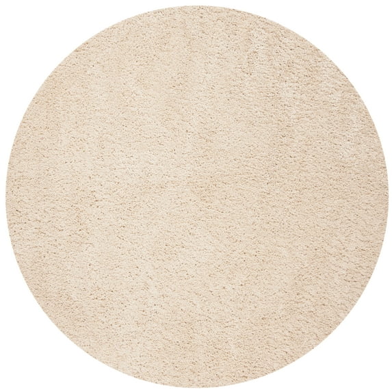 SAFAVIEH Fontana Jamie Solid Plush Shag Area Rug, Cream, 5'3" x 5'3" Round