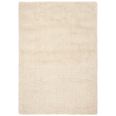 SAFAVIEH Fontana Jamie Solid Plush Shag Area Rug, Cream, 6'7" x 9'